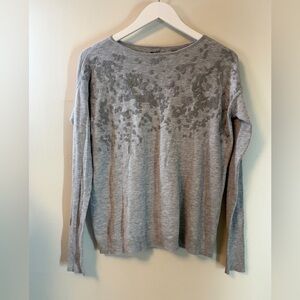 Tribal Sweater Grey Beaded Embellished Front Button Detailed Back Medium